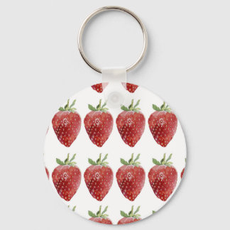 Watercolor strawberries: seamless pattern key ring