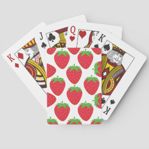 Watercolor Strawberries Seamless Pattern Playing Cards