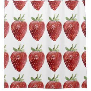 Watercolor strawberries: seamless pattern shower curtain