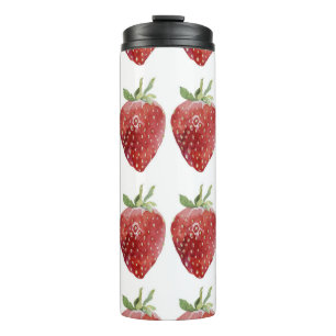 Watercolor strawberries: seamless pattern thermal tumbler