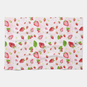 Watercolor Strawberries Tea Towel