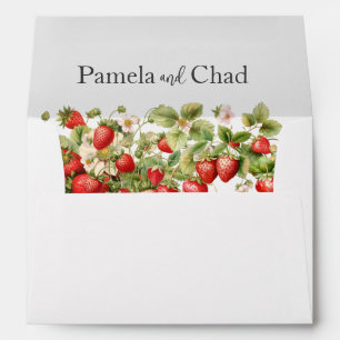 Watercolor Strawberries Wedding Envelope