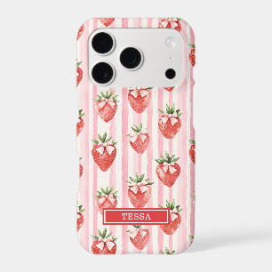 Watercolor Strawberries With Coquette Bows