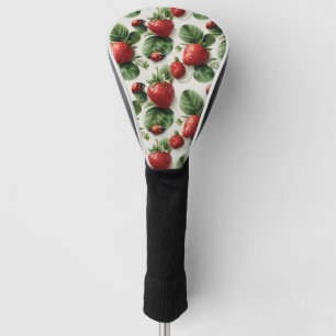 Watercolor Strawberry and Ladybug Seamless Pattern Golf Head Cover