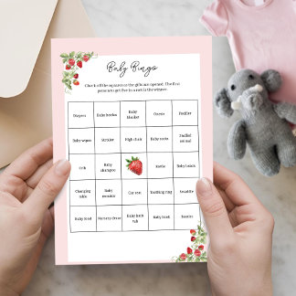 Watercolor Strawberry Baby Bingo Activity