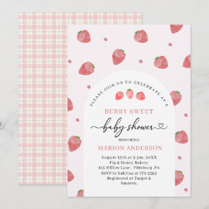 Watercolor Strawberry Baby shower  Invitation