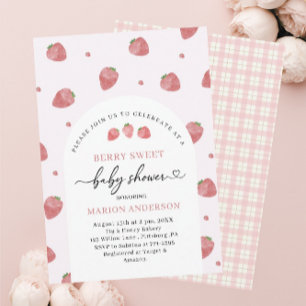 Watercolor Strawberry Baby shower Invitation