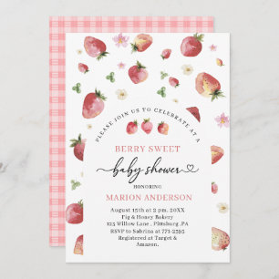 Watercolor Strawberry Baby shower Invitation