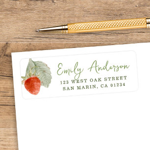Watercolor Strawberry Baby Shower Return Address Return Address Label