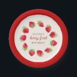 Watercolor Strawberry Berry First 1st Birthday Paper Plate<br><div class="desc">♥ First birthday paper plates for your little one's birthday party! Featuring watercolor strawberries and the text "berry first" in sweet script. ♥ Customise this design by clicking on the "Personalise" button.</div>