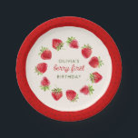 Watercolor Strawberry Berry First 1st Birthday Paper Plate<br><div class="desc">♥ First birthday paper plates for your little one's birthday party! Featuring watercolor strawberries and the text "berry first" in sweet script. ♥ Customise this design by clicking on the "Personalise" button.</div>
