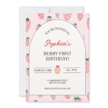 Watercolor Strawberry Berry First Birthday