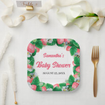 Watercolor Strawberry Berry Sweet Baby Shower