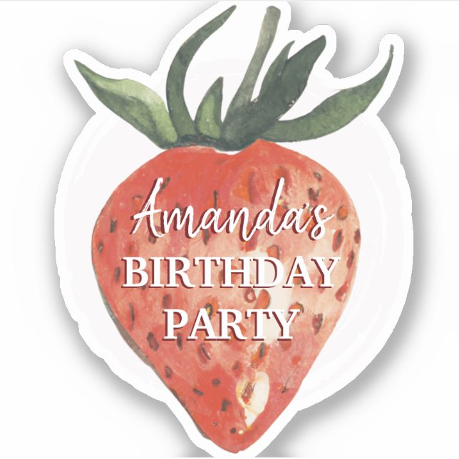 Watercolor Strawberry Birthday Party (Front)