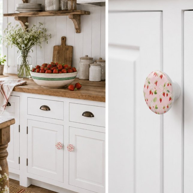 Watercolor Strawberry Blossoms Ceramic Knob (Creator Uploaded)