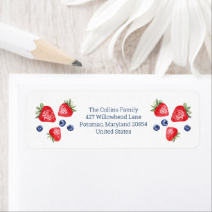 Watercolor Strawberry Blueberries Return Address Label