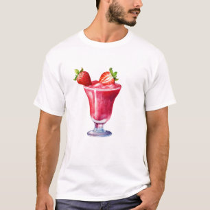 Watercolor Strawberry Cocktail Drink T-Shirt