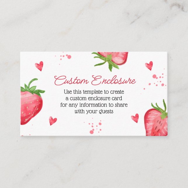 Watercolor Strawberry Customised Enclosure Card (Front)