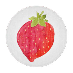 Watercolor Strawberry Cutting Board