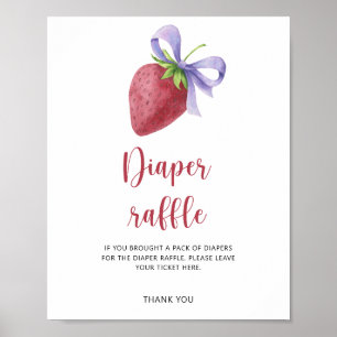 Watercolor Strawberry - diaper raffle Poster