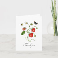 Watercolor Strawberry folded Thank You Card