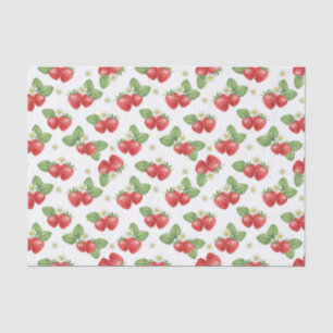 Watercolor Strawberry Fruit and Flowers Tissue Paper
