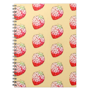 watercolor strawberry in yellow notebook