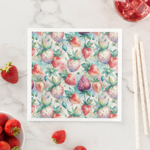 Watercolor Strawberry Napkin