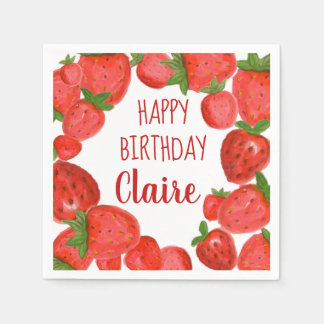 Watercolor Strawberry Napkins