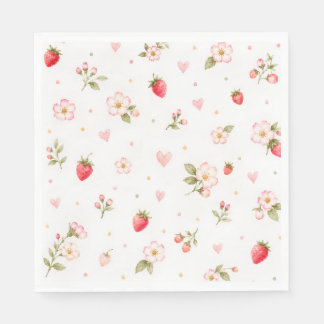 Watercolor Strawberry Napkins
