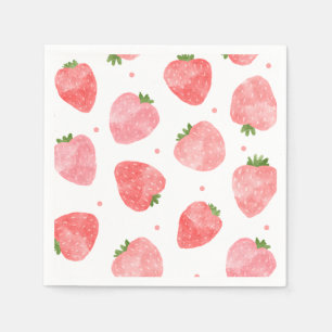 Watercolor Strawberry Napkins   Strawberry Napkins