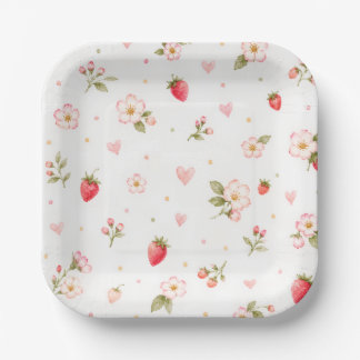 Watercolor Strawberry Paper Plates