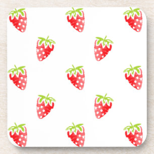 Watercolor Strawberry Pattern Coaster