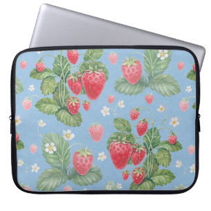 Watercolor strawberry pattern laptop sleeve