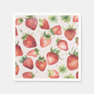 Watercolor Strawberry Pattern Napkin