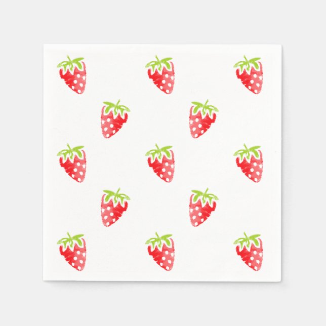 Watercolor Strawberry Pattern Napkin (Front)
