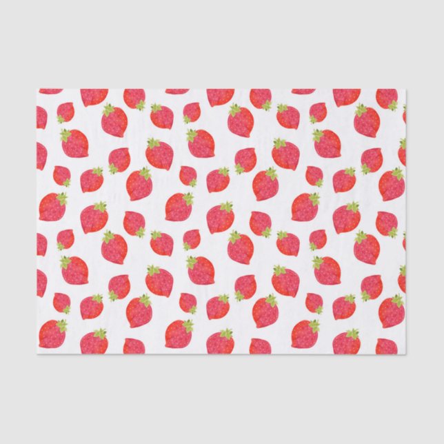 Watercolor Strawberry Pattern Tissue Paper (Front)