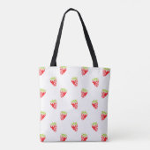 Watercolor Strawberry Pattern Tote Bag (Back)