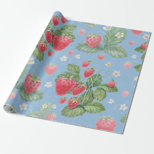 Watercolor strawberry pattern wrapping paper