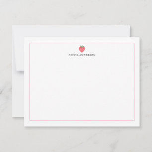Watercolor Strawberry Pink Border Personalized Card