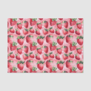 Watercolor Strawberry Pink Pattern Decoupage Tissue Paper