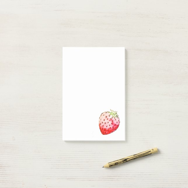 watercolor strawberry post-it notes (On Desk)
