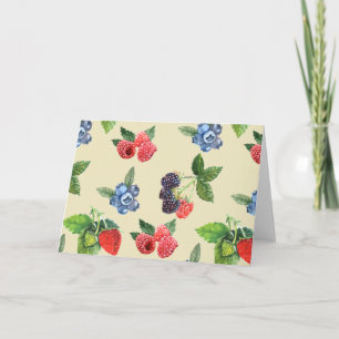 Watercolor Strawberry Raspberry Currant Pattern Card