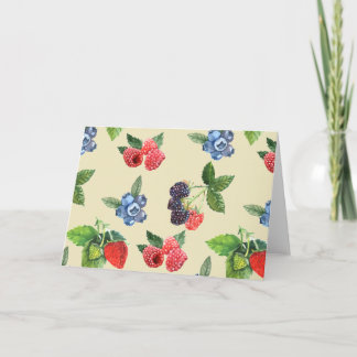 Watercolor Strawberry Raspberry Currant Pattern Card