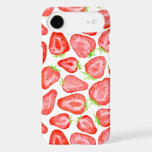 Watercolor strawberry slices pattern