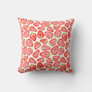 Watercolor strawberry slices pattern cushion