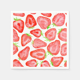 Watercolor strawberry slices pattern napkin
