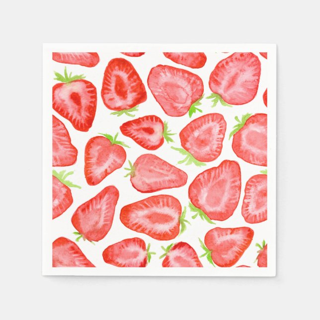 Watercolor strawberry slices pattern napkin (Front)