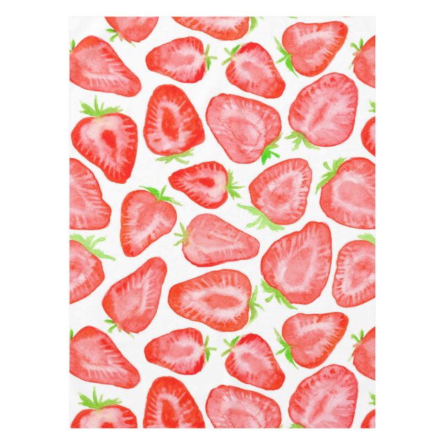 Watercolor strawberry slices pattern tablecloth (Front)