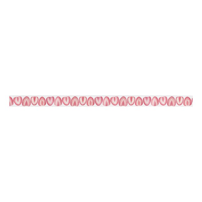 Watercolor Strawberry Slices Summer Grosgrain Ribbon (Front)